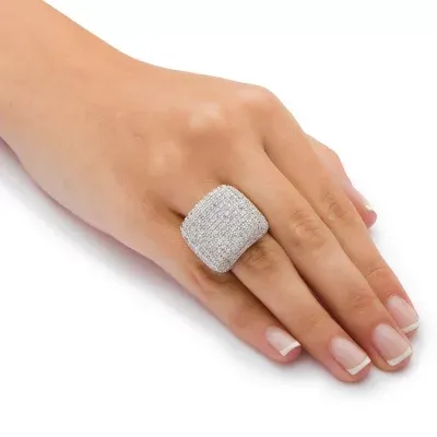 Womens Cubic Zirconia Sterling Silver Cocktail Ring