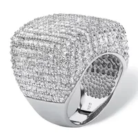 Womens White Cubic Zirconia Sterling Silver Cocktail Ring