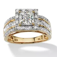 DiamonArt® Womens 2 1/ CT. T.W. White Cubic Zirconia 18K Gold Over Silver Engagement Ring