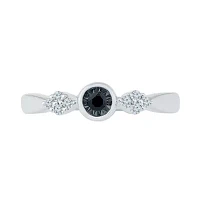 Promise My Love Womens 1/8 CT. T.W. Natural Black Diamond Sterling Silver Round Ring