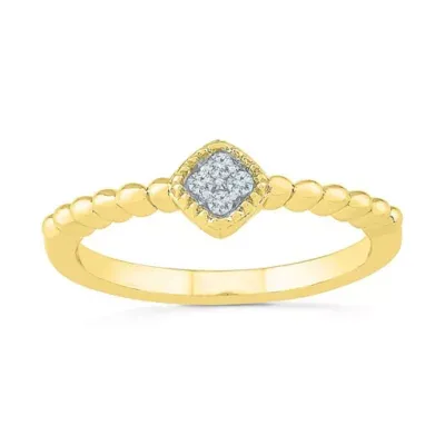 Promise My Love Womens Diamond Accent Natural White 10K Gold Cushion Ring