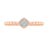 Promise My Love Womens Diamond Accent Natural White 10K Rose Gold Cushion Ring