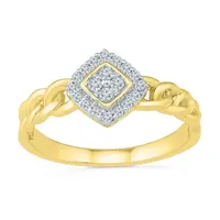 Promise My Love Womens 1/6 CT. T.W. Natural White Diamond 10K Gold Cushion Ring