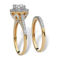 Womens 1 3/4 CT. T.W. White Cubic Zirconia 18K Gold Over Brass Bridal Set