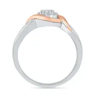 Promise My Love Womens 1/4 CT. T.W. Mined White Diamond 10K Rose Gold Over Silver Sterling Round Side Stone Ring