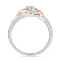 Promise My Love Womens 1/4 CT. T.W. Natural White Diamond 10K Rose Gold Over Silver Sterling Round Side Stone Ring