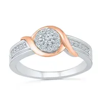 Promise My Love Womens 1/4 CT. T.W. Mined White Diamond 10K Rose Gold Over Silver Sterling Round Side Stone Ring