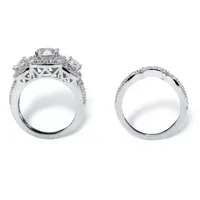 DiamonArt® Womens / CT. T.W. White Cubic Zirconia Platinum Over Silver Bridal Set