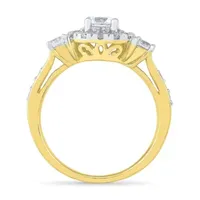 Promise My Love Womens 1 CT. T.W. Natural White Diamond 10K Gold Round Side Stone 3-Stone Engagement Ring