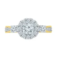 Promise My Love Womens 1 CT. T.W. Natural White Diamond 10K Gold Round Side Stone 3-Stone Engagement Ring