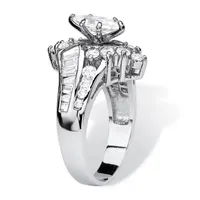 DiamonArt® Womens 3/4 CT. T.W. White Cubic Zirconia Platinum Over Silver Engagement Ring