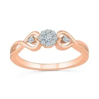 Promise My Love Womens 1/10 CT. T.W. Mined White Diamond 10K Rose Gold Round Ring