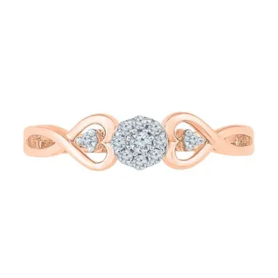 Promise My Love Womens 1/10 CT. T.W. Mined White Diamond 10K Rose Gold Round Ring