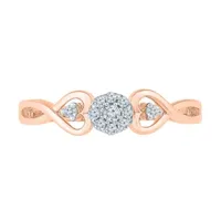 Promise My Love Womens 1/10 CT. T.W. Mined White Diamond 10K Rose Gold Round Ring