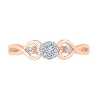 Promise My Love Womens 1/10 CT. T.W. Natural White Diamond 10K Rose Gold Round Ring