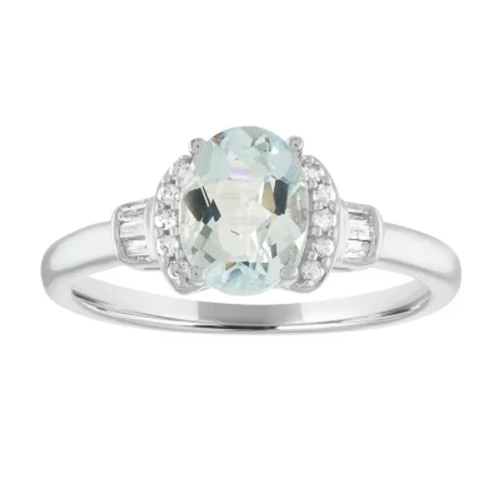 Womens 1/10 CT. T.W. Genuine Blue Aquamarine 10K Gold Cocktail Ring