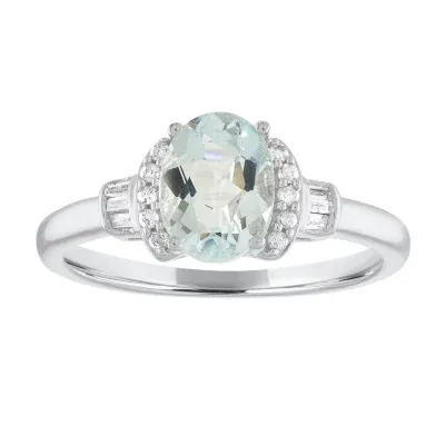 Womens 1/10 CT. T.W. Genuine Blue Aquamarine 10K Gold Cocktail Ring