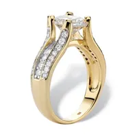 DiamonArt® Womens / CT. T.W. White Cubic Zirconia 14K Gold Over Silver Engagement Ring