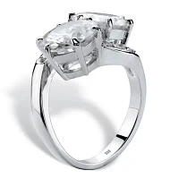 DiamonArt® Womens White Cubic Zirconia Platinum Over Silver Cocktail Ring