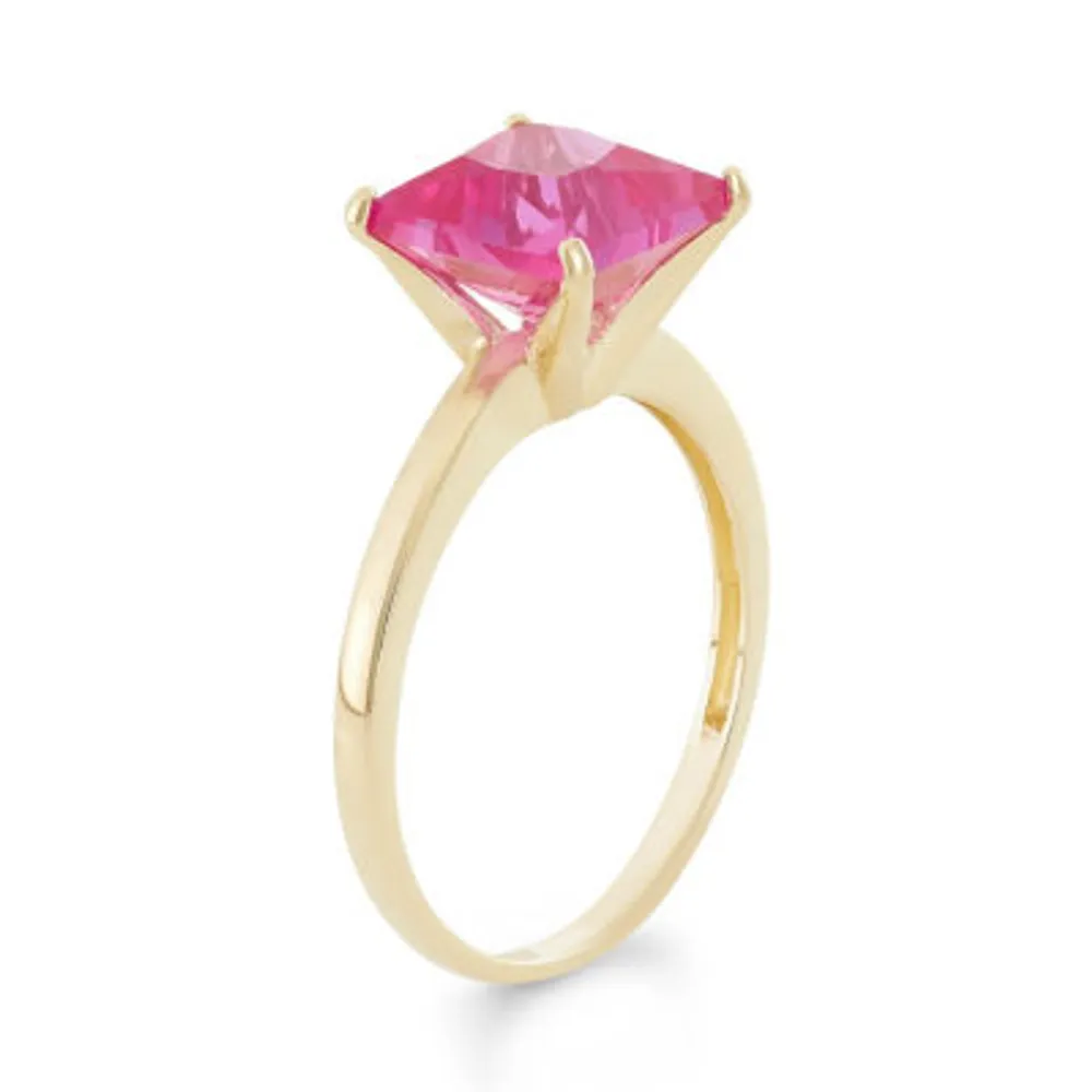 Womens Lab Created Sapphire 10K Gold Solitaire Cocktail Ring
