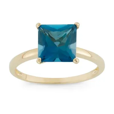 Womens Genuine Topaz 10K Gold Solitaire Cocktail Ring