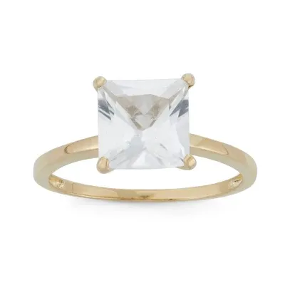 Womens Lab Created Sapphire 10K Gold Solitaire Cocktail Ring