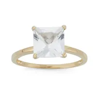 Womens Lab Created Sapphire 10K Gold Solitaire Cocktail Ring