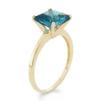 Womens Genuine Blue Topaz 10K Gold Solitaire Cocktail Ring