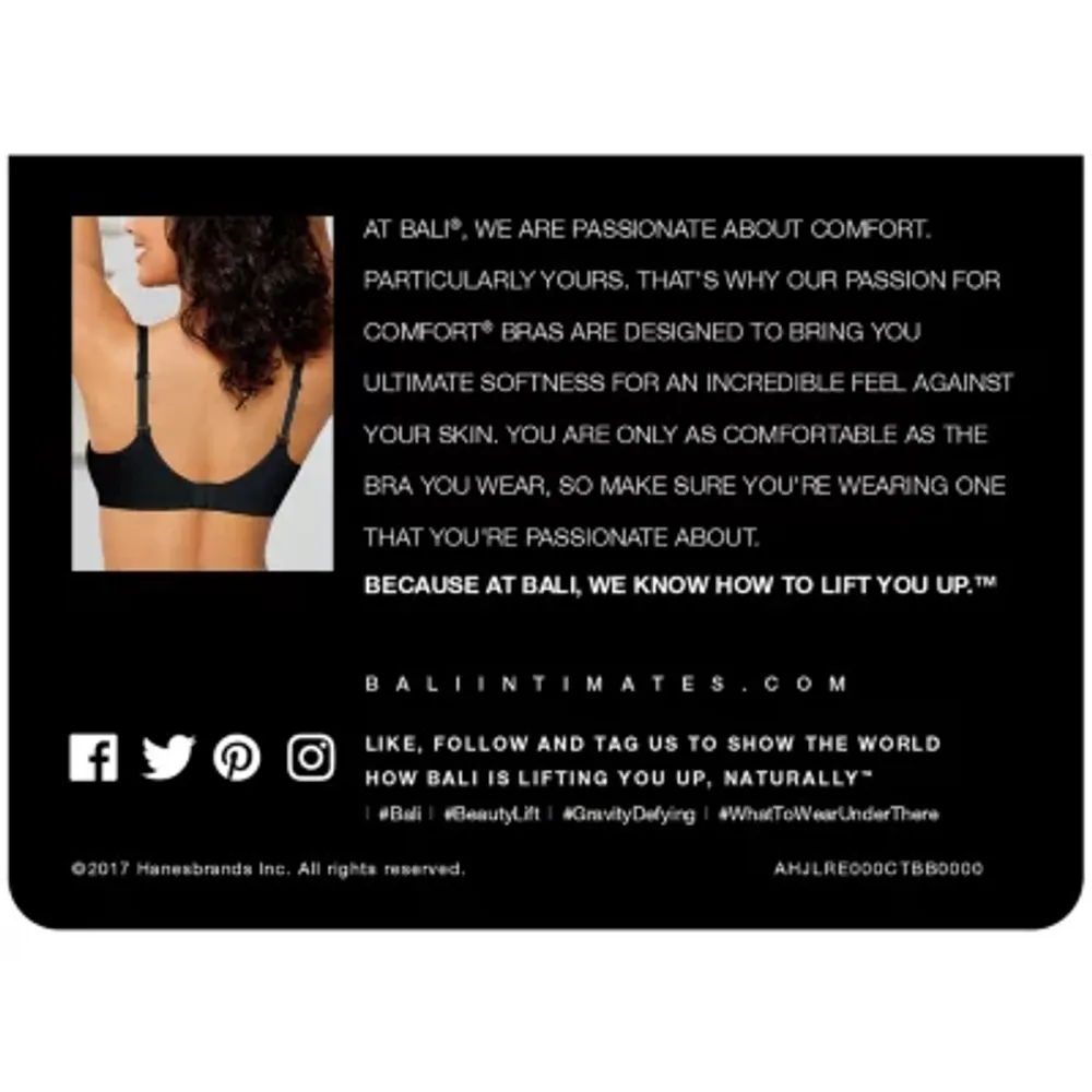 Bali Passion For Comfort® Back Smooth & Light Lift T-Shirt Underwire Full Coverage Bra Df0082
