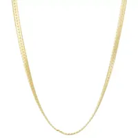 14K Gold Over Silver Solid Herringbone Chain Necklace