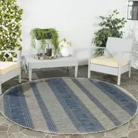 Safavieh Courtyard Collection Jessy Stripe Indoor/Outdoor Round Area Rug