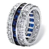 DiamonArt® 6MM Blue Cubic Zirconia Pure Silver Over Brass Band