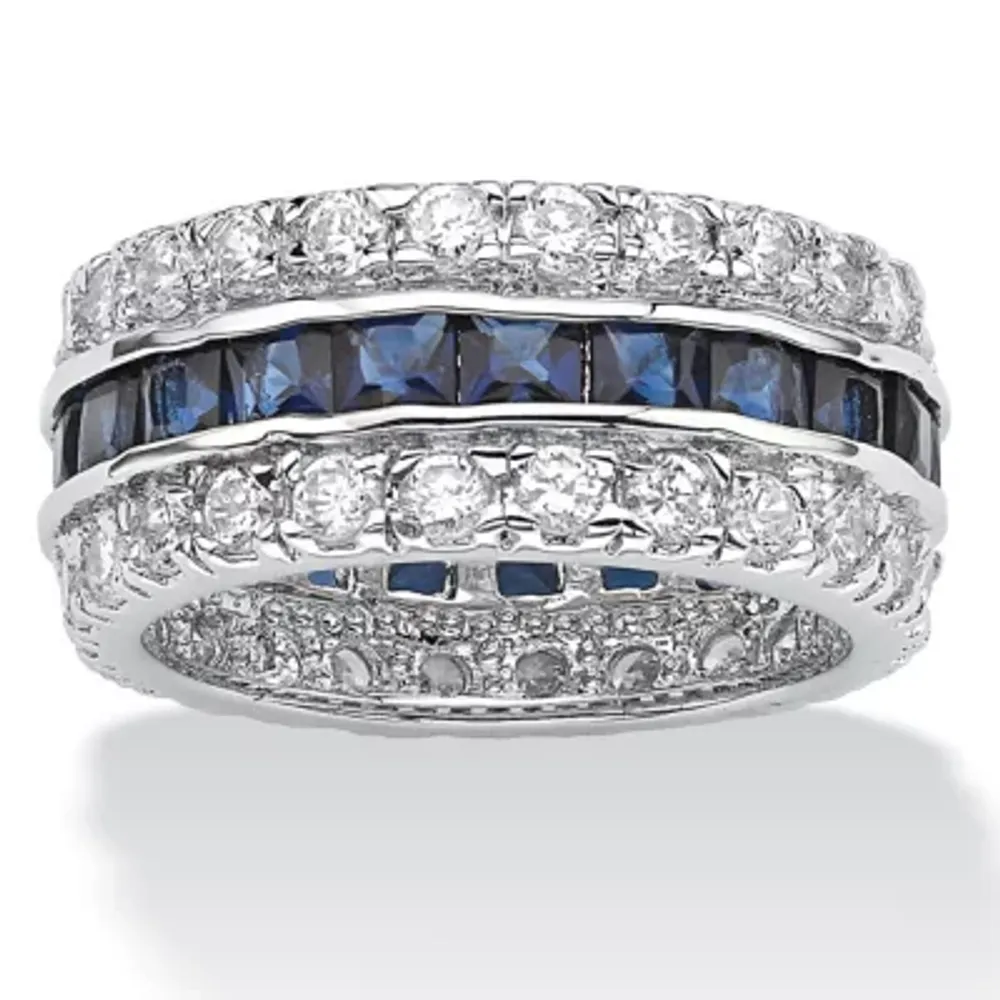DiamonArt® 6MM Blue Cubic Zirconia Pure Silver Over Brass Band
