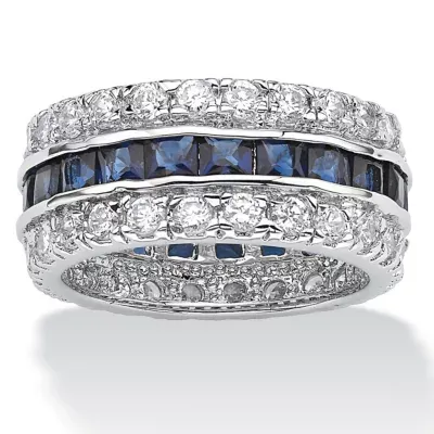 DiamonArt® 6MM Blue Cubic Zirconia Pure Silver Over Brass Band