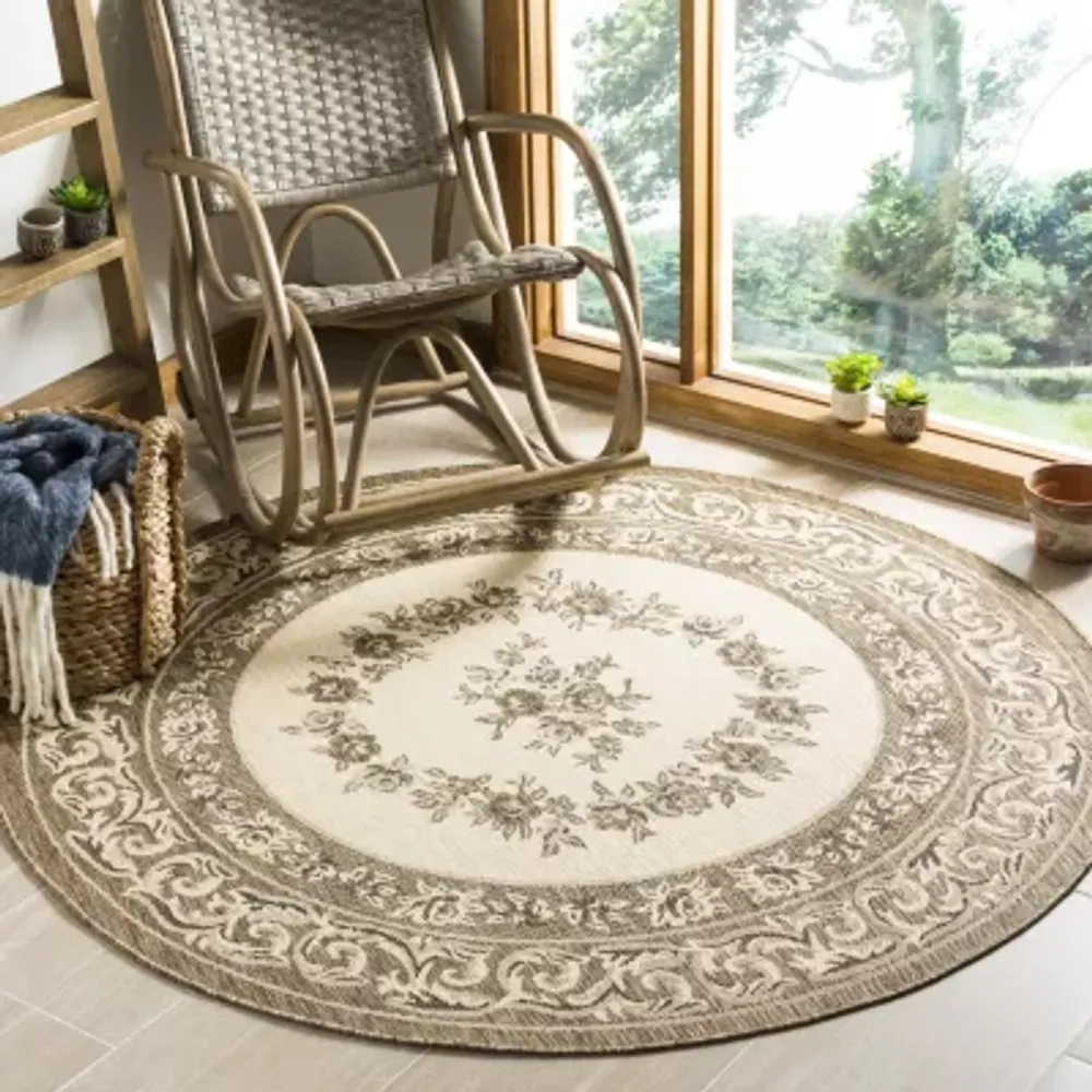 Safavieh Courtyard Collection Dorothea Oriental Indoor/Outdoor Round Area Rug