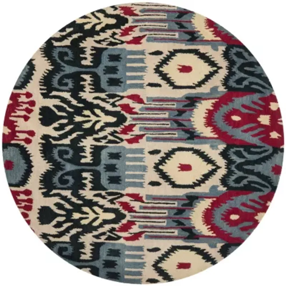 Safavieh Ikat Collection Eirann Geometric Round Area Rug