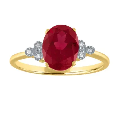 Womens Lab Created Red Ruby 10K Gold Cocktail Ring