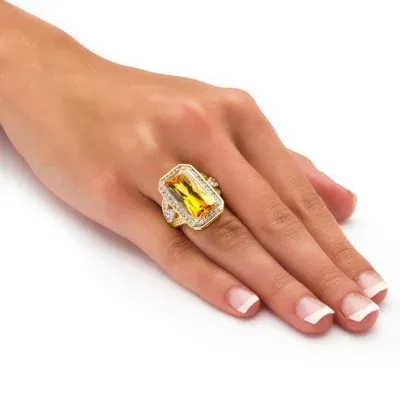 Womens Cubic Zirconia 14K Gold Over Brass Cocktail Ring