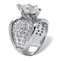 Womens 2 1/2 CT. T.W. White Cubic Zirconia Platinum Over Silver Engagement Ring