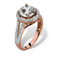 Womens 3 CT. T.W. White Cubic Zirconia 14k Rose Gold Over Brass Engagement Ring