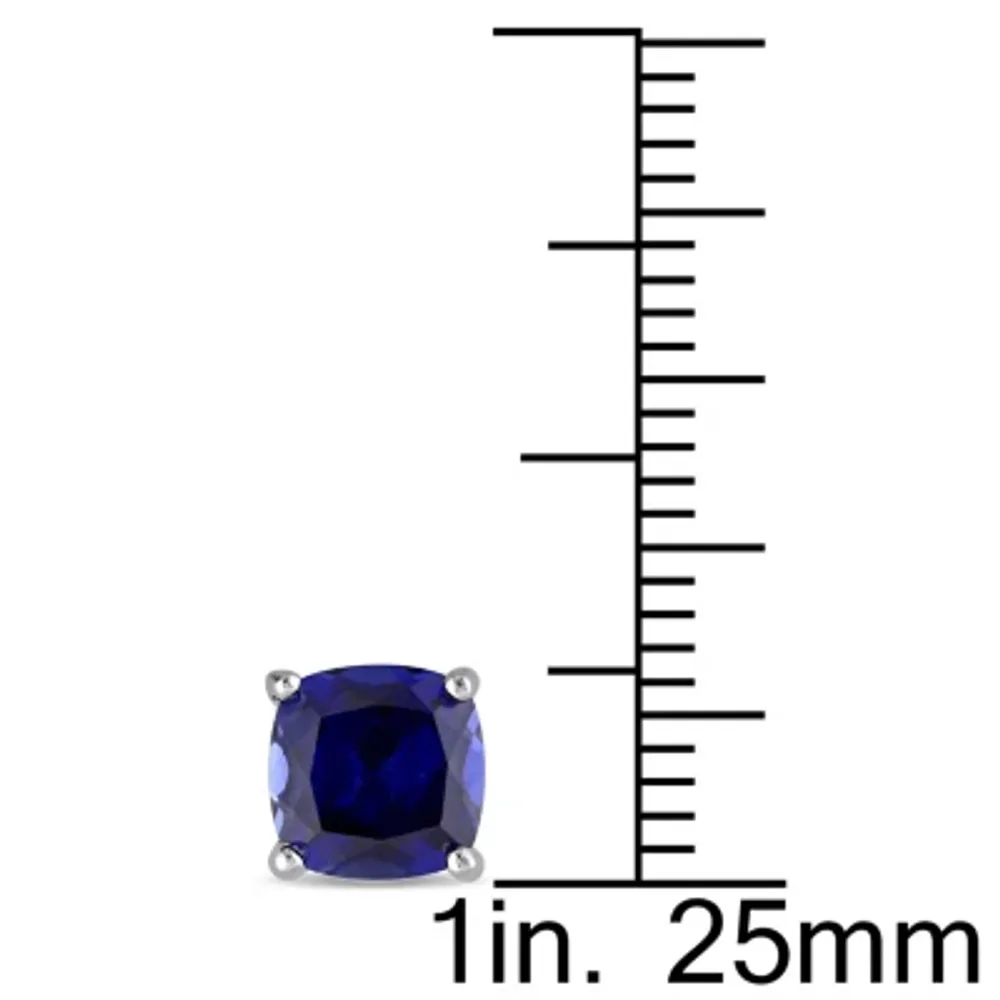 Lab Created Blue Sapphire Sterling Silver 6.1mm Cushion Stud Earrings