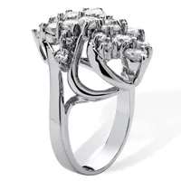 Womens 3 1/2 CT. T.W White Cubic Zirconia Platinum Over Silver Cocktail Ring