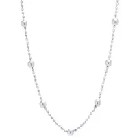 Silver Treasures Station Chain Bead Choker Sterling Silver 12 Inch Bead Choker Necklace