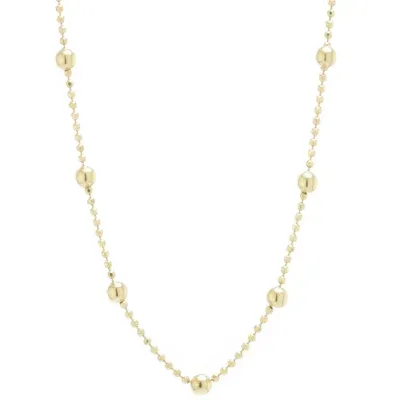 Silver Treasures Station Chain 24K Gold Over Silver 12 Inch Bead Choker Necklace