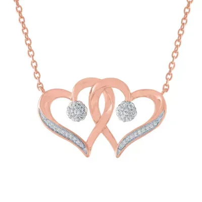 Diamond Blossom 1/10 CT. T.W. Sterling Silver Heart Pendant Necklace