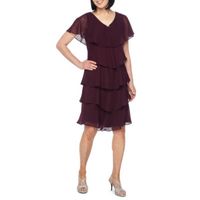 S. L. Fashions Short Sleeve Tiered Party Dress