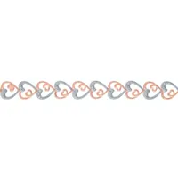 1/10 CT. T.W. Mined White Diamond Heart 7.5 Inch Tennis Bracelet in Sterling Silver