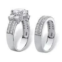 DiamonArt® Womens / CT. T.W. White Cubic Zirconia Platinum Over Silver Bridal Set