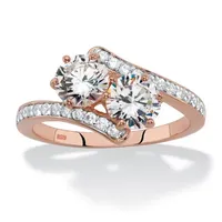 DiamonArt® Womens 2 1/5 CT. T.W. White Cubic Zirconia 18K Rose Gold Over Silver Cocktail Ring