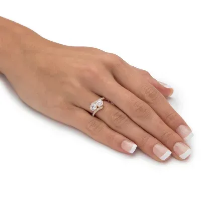 DiamonArt® Womens 2 1/5 CT. T.W. White Cubic Zirconia 18K Rose Gold Over Silver Cocktail Ring